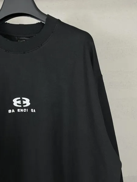 Balenciaga Logo Print Oversized Black T-Shirt - 10