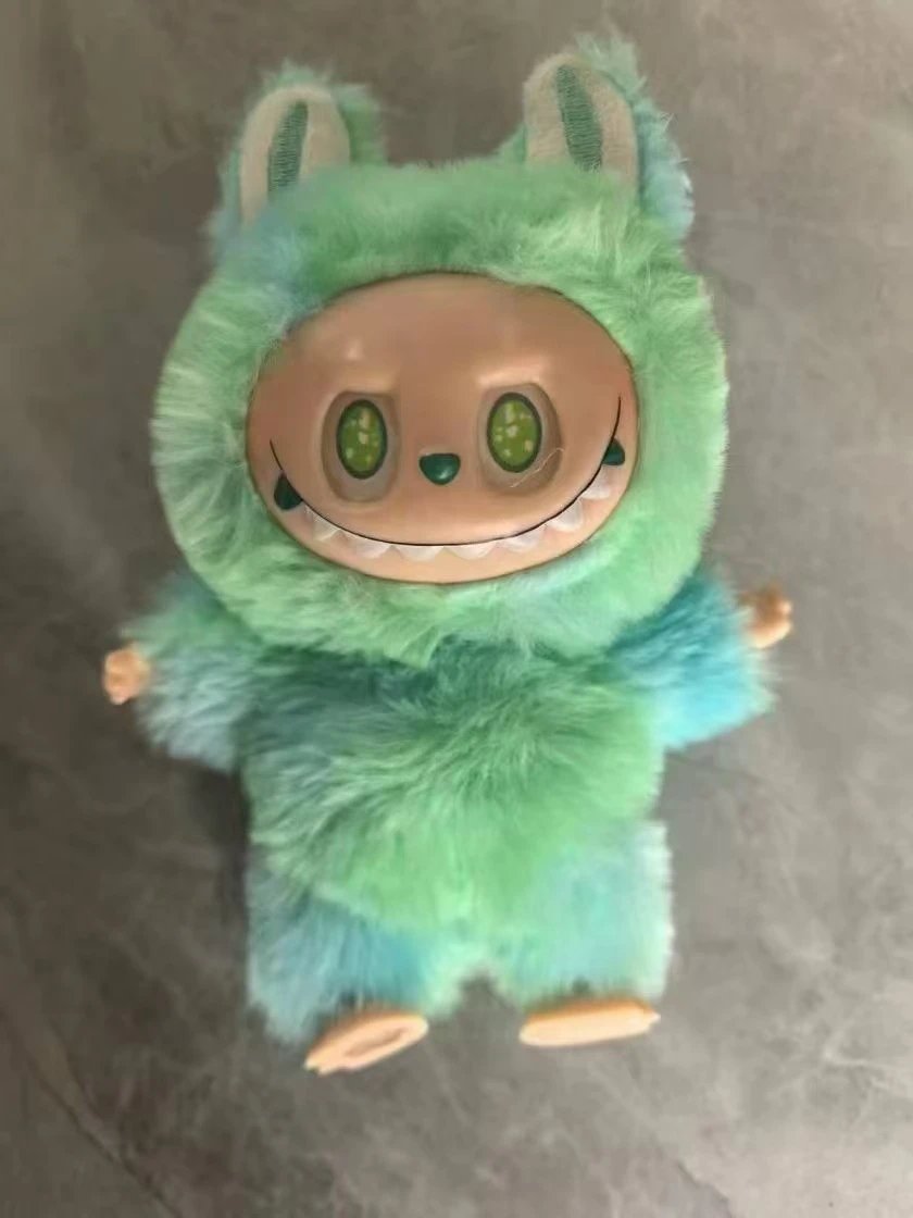 Labubu x Pop Mart Blue Furry Bunny Plush Keychain - 12