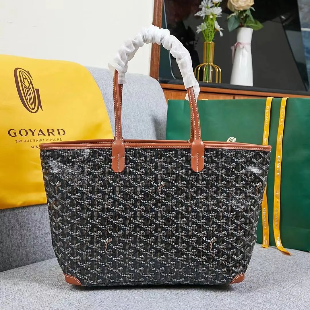 Goyard Saint Louis Tote Black Monogram Canvas Tote Bag - 18