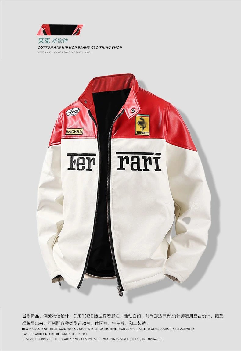 Leather Motorcycle Baseball Cotton Jacket photo 4