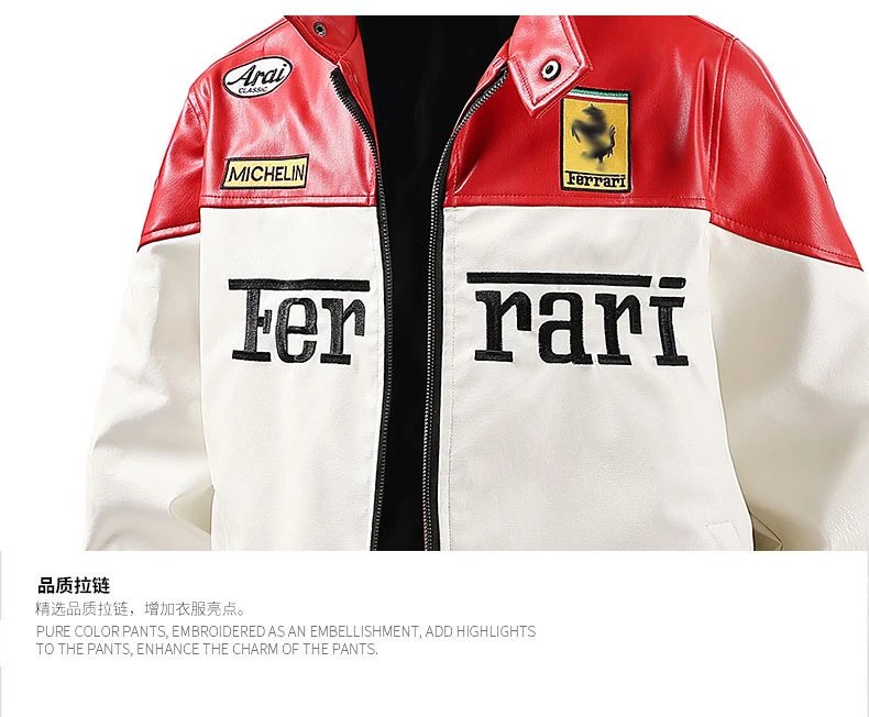 Leather Motorcycle Baseball Cotton Jacket photo 8