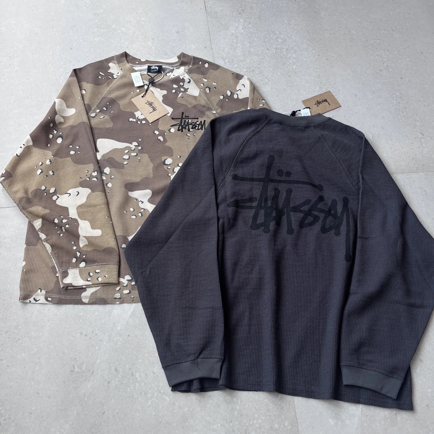 Camo Waffle Loose Vintage Cargo Crewneck Sweatshirt photo 2