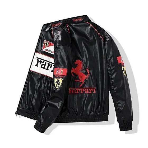 Trendy brand leather jacket men's embroidered thick PU leather motorcycle suit baseball cotton suit couple cotton jacket motorcycle flight jacket women