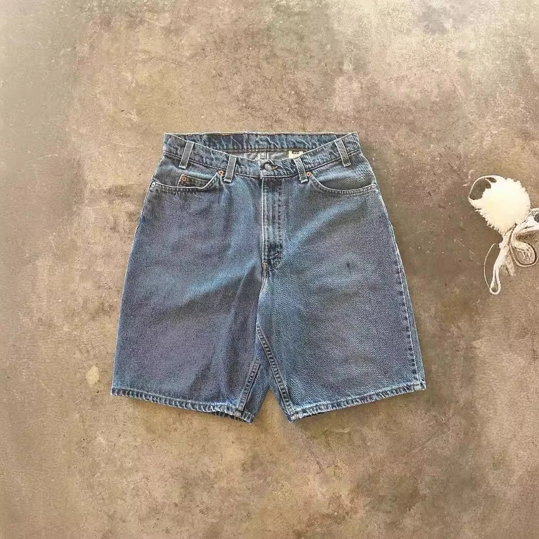 Vintage Washed Embroidered Denim Shorts