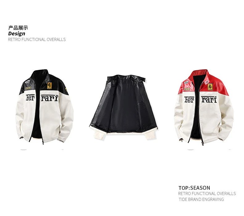 Leather Motorcycle Baseball Cotton Jacket photo 6