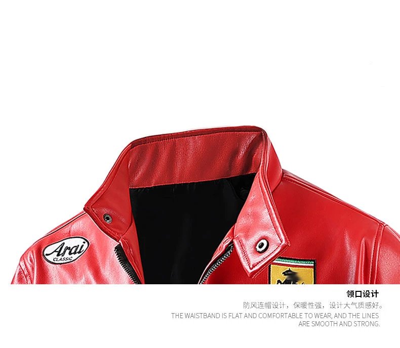 Leather Motorcycle Baseball Cotton Jacket photo 7