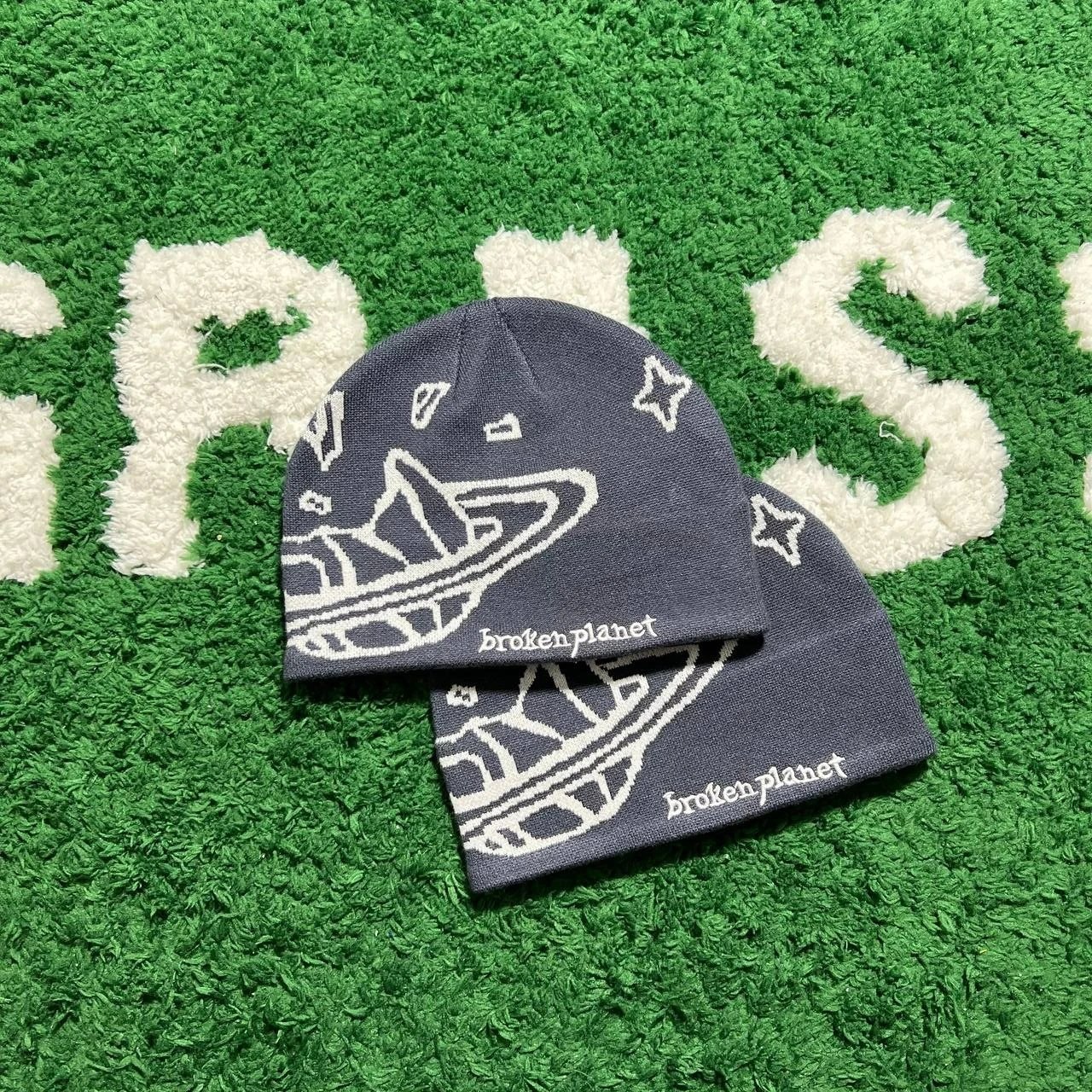 Broken Planet Space Beanie Navy Blue Knit Hat