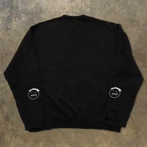 Cactus Jack Smiley Face Crewneck Black Sweatshirt Sweater - 7