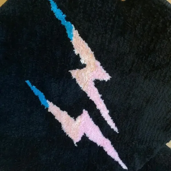 Off-White Lightning Bolt Rug Black Purple Multicolor Accessories - 20