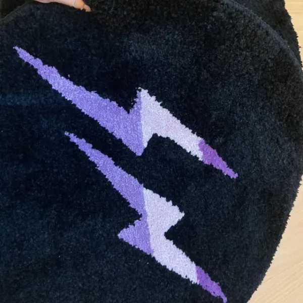 Off-White Lightning Bolt Rug Black Purple Multicolor Accessories - 21
