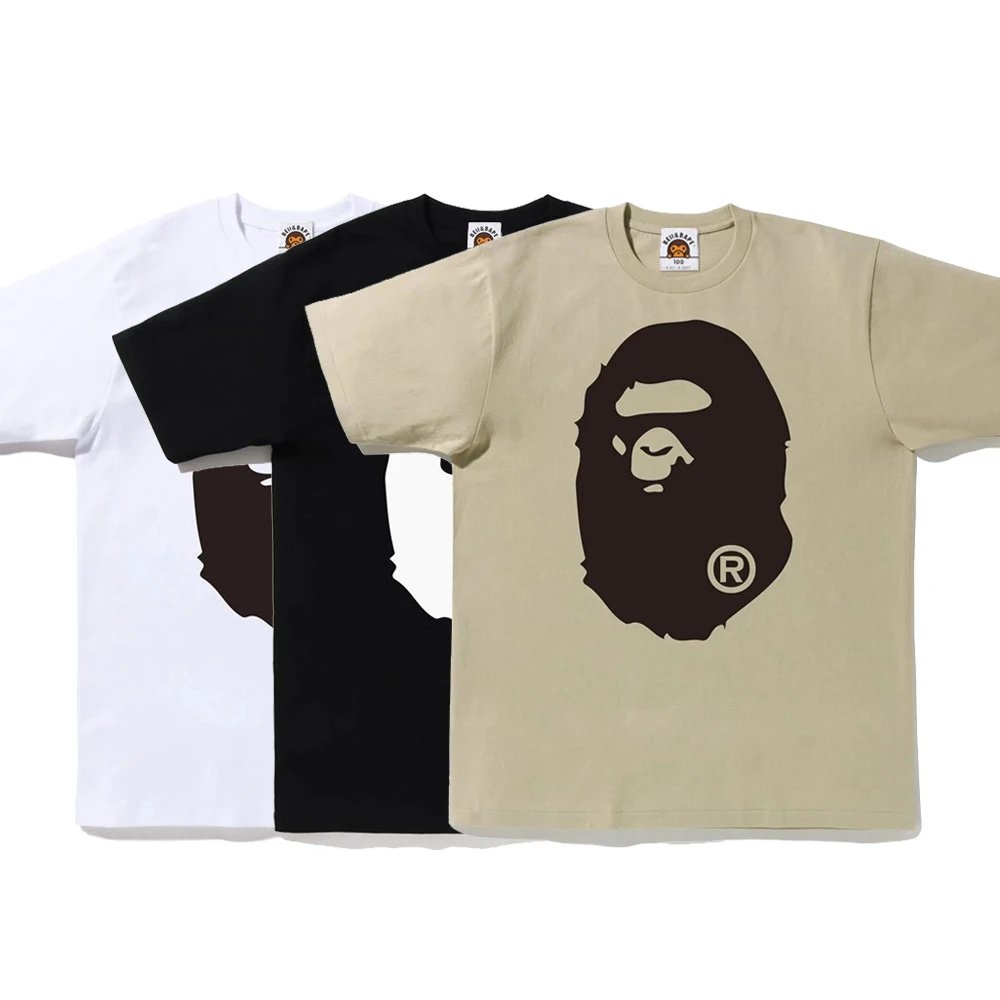 230g Double-Gauze Cotton BEII&BAPE Front & Back Print Kids Short Sleeve Matching Family T-Shirt
