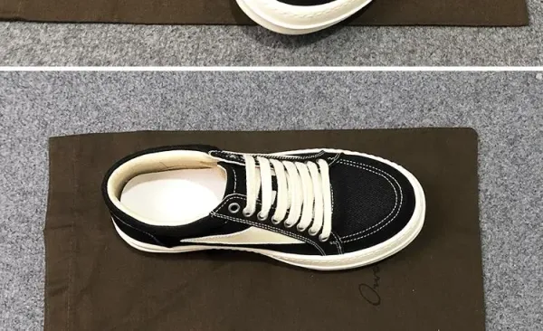Rick Owens Low-Top Leather Sneaker Black with Cream Sole - 25