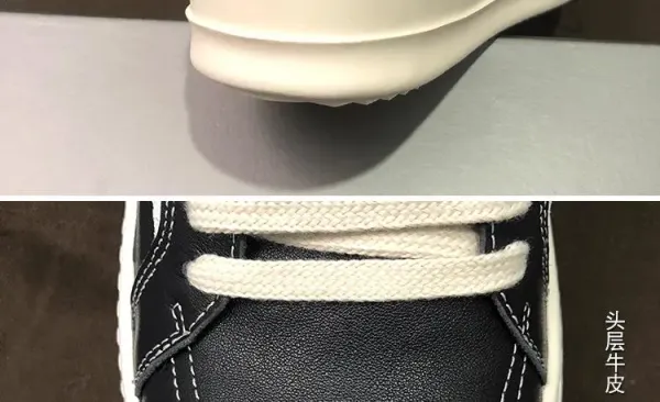 Rick Owens Low-Top Leather Sneaker Black with Cream Sole - 19