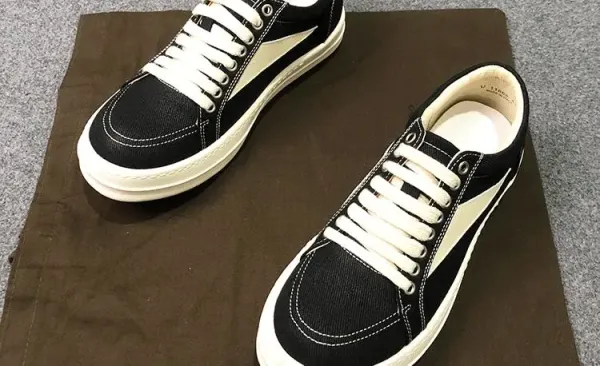 Rick Owens Low-Top Leather Sneaker Black with Cream Sole - 23