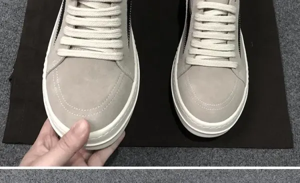 Rick Owens Low-Top Leather Sneaker Black with Cream Sole - 32