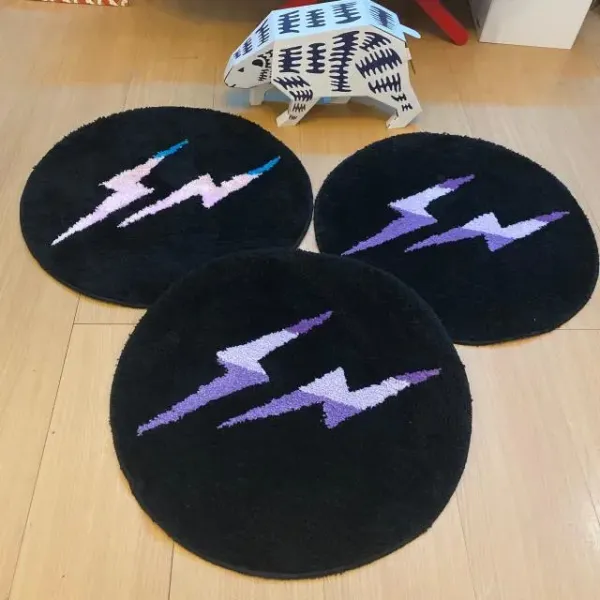 Off-White Lightning Bolt Rug Black Purple Multicolor Accessories - 11