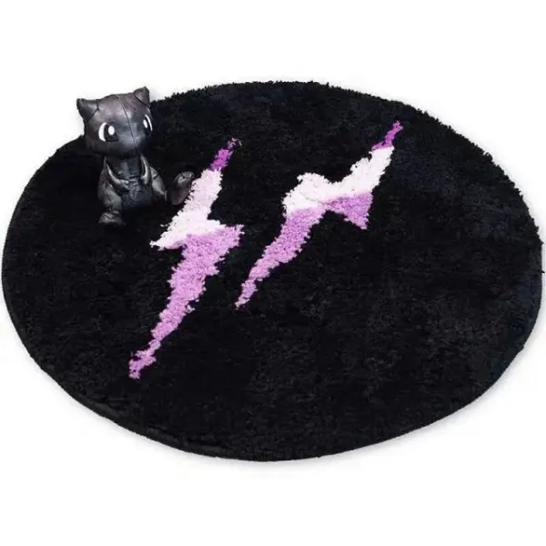 Off-White Lightning Bolt Rug Black Purple Multicolor Accessories - 4