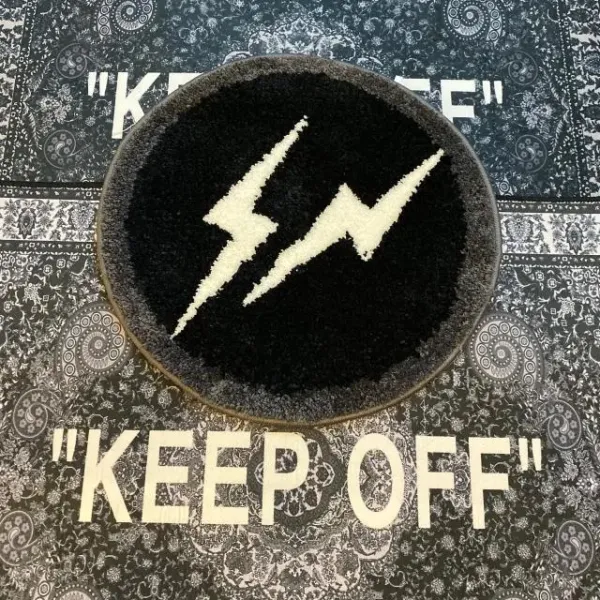 Off-White Lightning Bolt Rug Black Purple Multicolor Accessories - 10