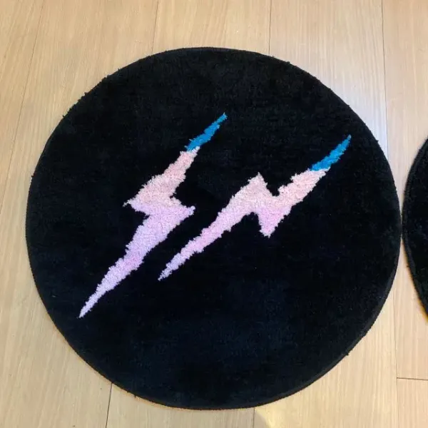 Off-White Lightning Bolt Rug Black Purple Multicolor Accessories - 13
