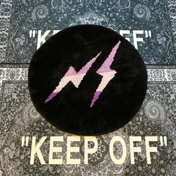 Off-White Lightning Bolt Rug Black Purple Multicolor Accessories - 1