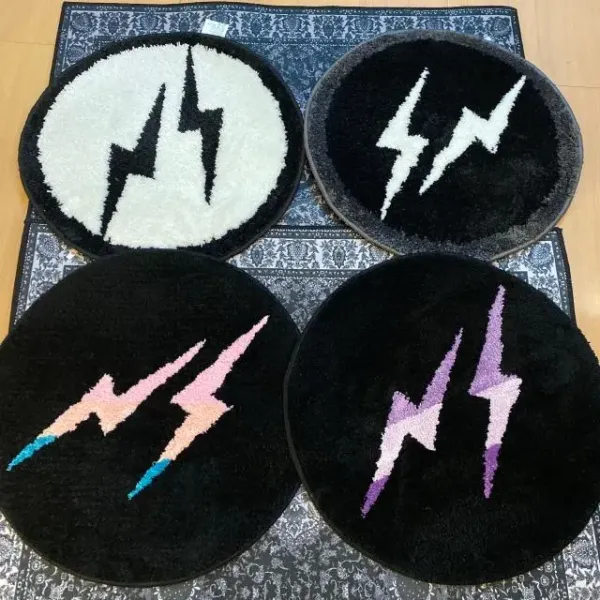 Off-White Lightning Bolt Rug Black Purple Multicolor Accessories - 5