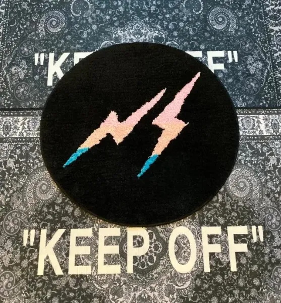 Off-White Lightning Bolt Rug Black Purple Multicolor Accessories - 8