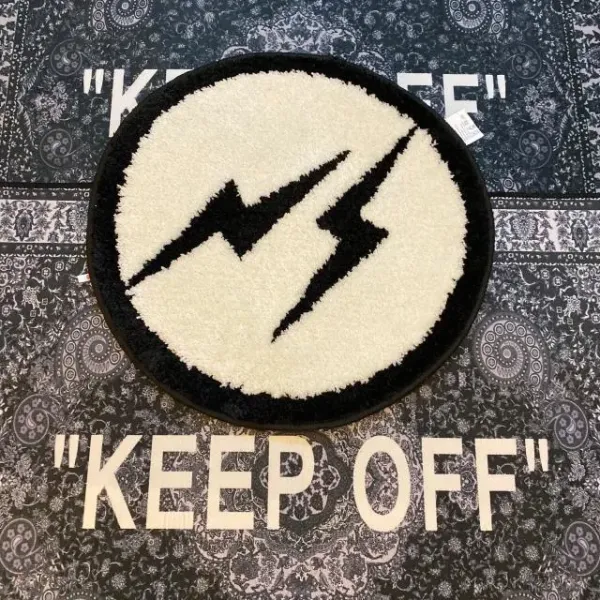 Off-White Lightning Bolt Rug Black Purple Multicolor Accessories - 9