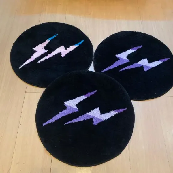 Off-White Lightning Bolt Rug Black Purple Multicolor Accessories - 12