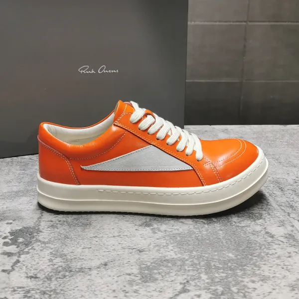 Rick Owens Orange and Gray Leather Sneakers - 1