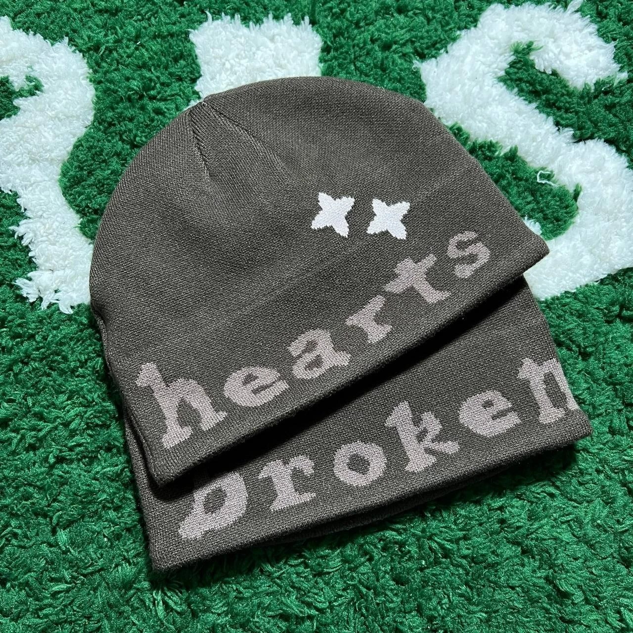 Broken Planet Hearts Broken Beanie Gray
