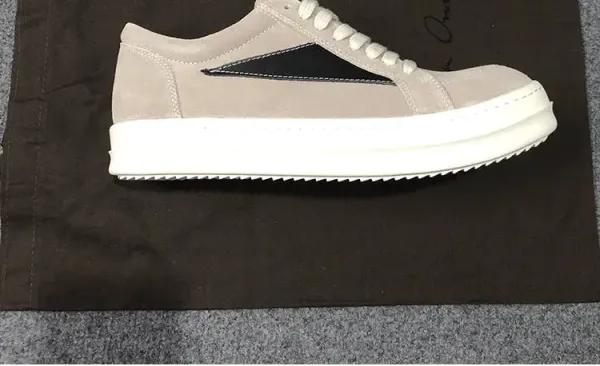 Rick Owens Low-Top Leather Sneaker Black with Cream Sole - 36