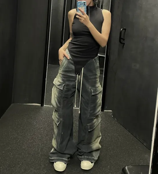 Rick Owens DRKSHDW Cargo Pants Gradient Wash Denim - 15
