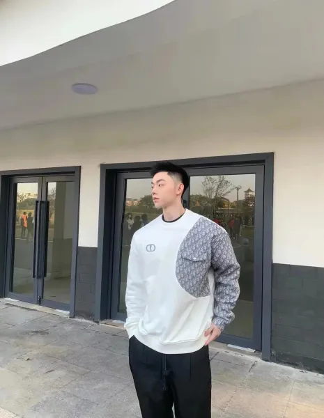 Dior Oblique Patchwork Sweatshirt White and Gray Hoodie - 13