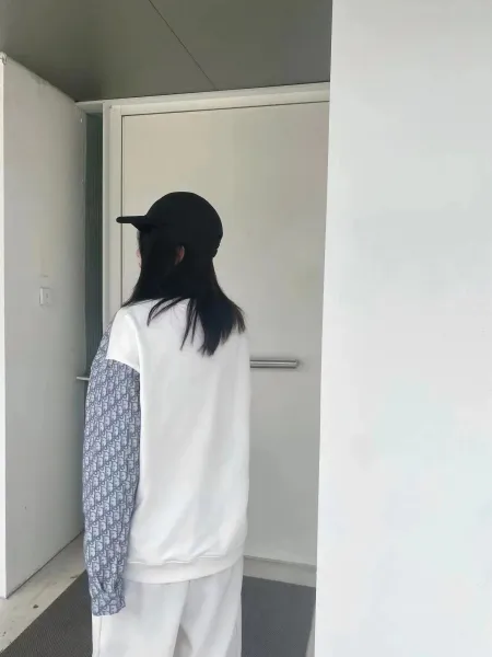 Dior Oblique Patchwork Sweatshirt White and Gray Hoodie - 14