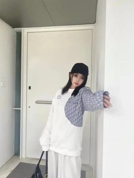 Dior Oblique Patchwork Sweatshirt White and Gray Hoodie - 16