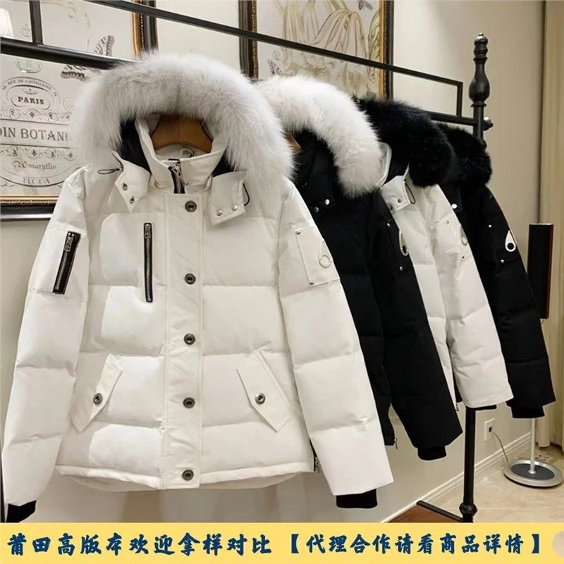 加拿大冬季剪刀白鸭绒羽绒服男女短款情侣款狐狸毛加拿大加厚外套:findsindex.com