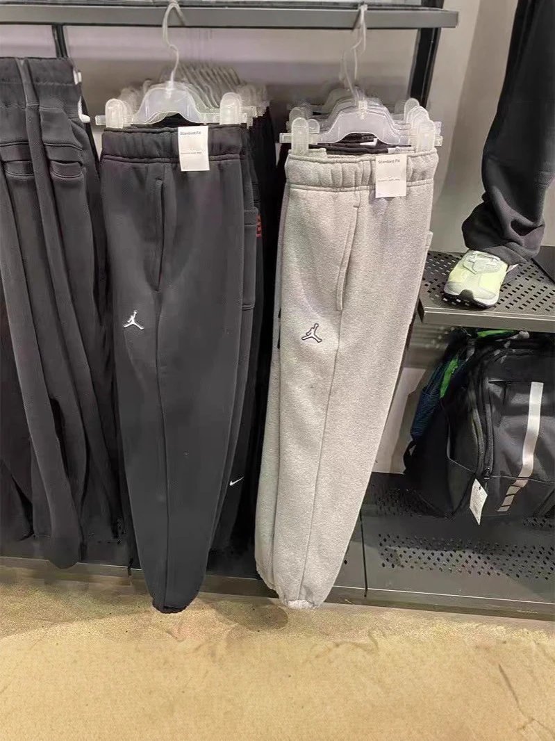 2025 Best-Selling Overseas Jordan AJ Men's Fleece-Lined Sweatpants with Embroidered Small Jumpman Logo, Casual Couple Tapered Sweatpants