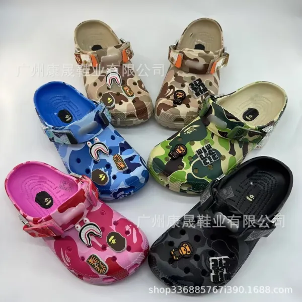 Crocs x A Bathing Ape Classic Clog Blue Camo Print Sandals - 2