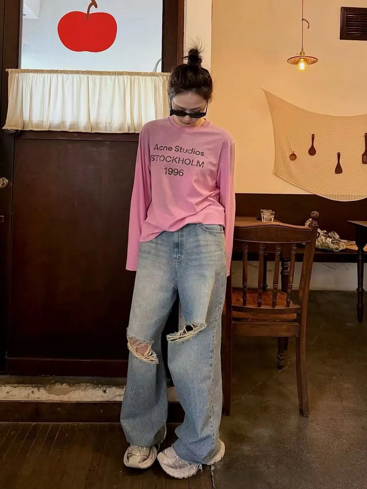 Acne Studios Stockholm 1996 Pink Long Sleeve T-Shirt - 11