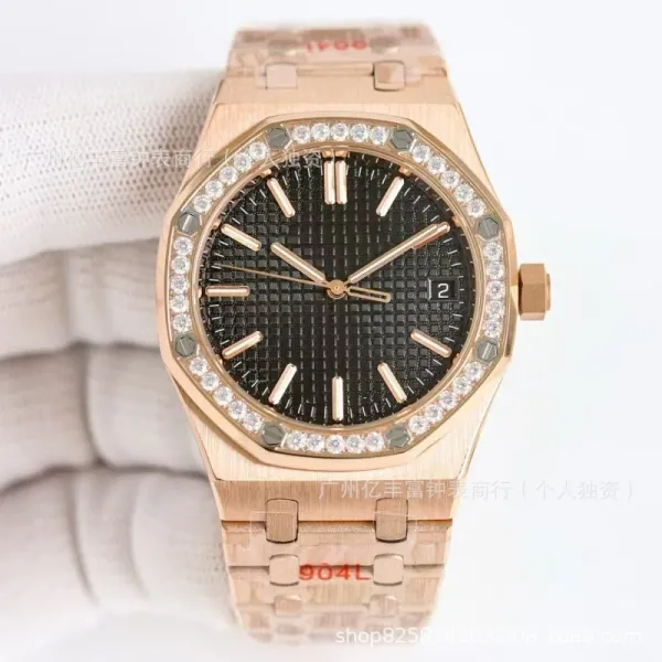 Audemars Piguet Royal Oak 37mm White Dial Diamond Bezel Steel Watch Watches - 15