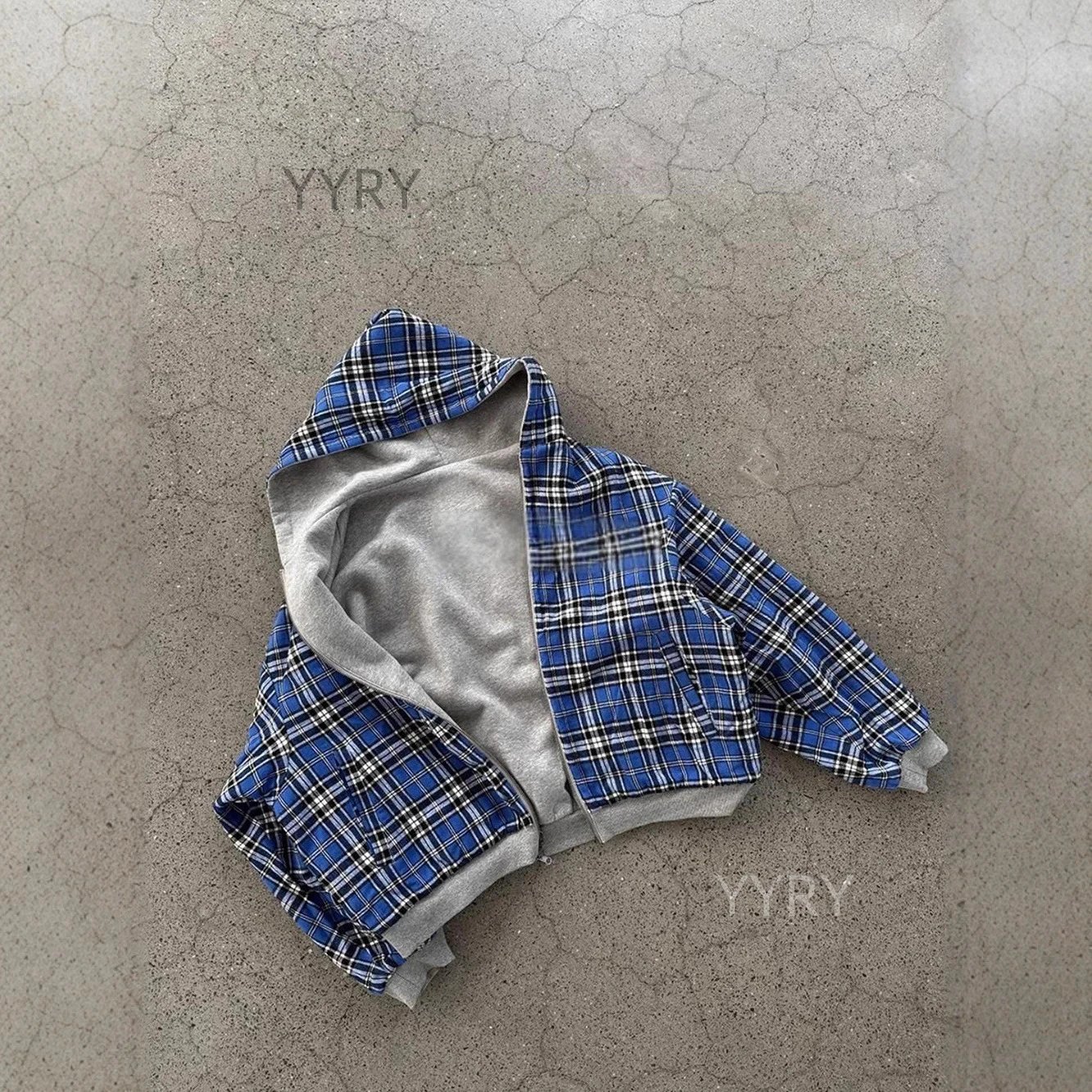 European and American foreign trade personalized plaid zipper sweatshirt long sleeved pullover hoodie retro jacket street trend y2k