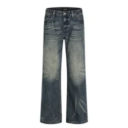 thumbnail for 欧美高街宽松渐变水洗做旧基础款直筒休闲裤牛仔裤jeans