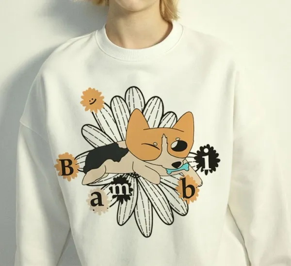 Design Bambi Corgi Graphic Hoodie Black - 5