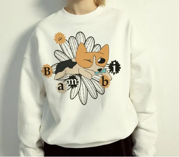 Design Bambi Corgi Graphic Hoodie Black - 6