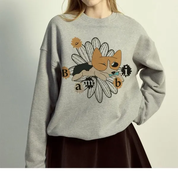 Design Bambi Corgi Graphic Hoodie Black - 7