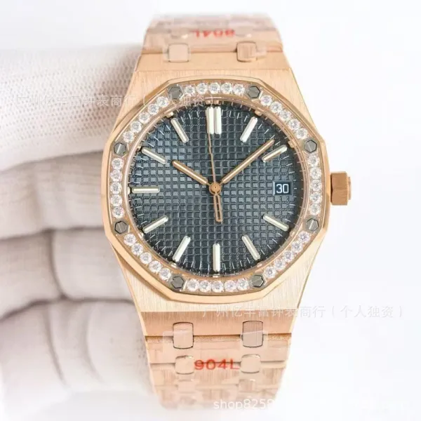 Audemars Piguet Royal Oak 37mm White Dial Diamond Bezel Steel Watch Watches - 14