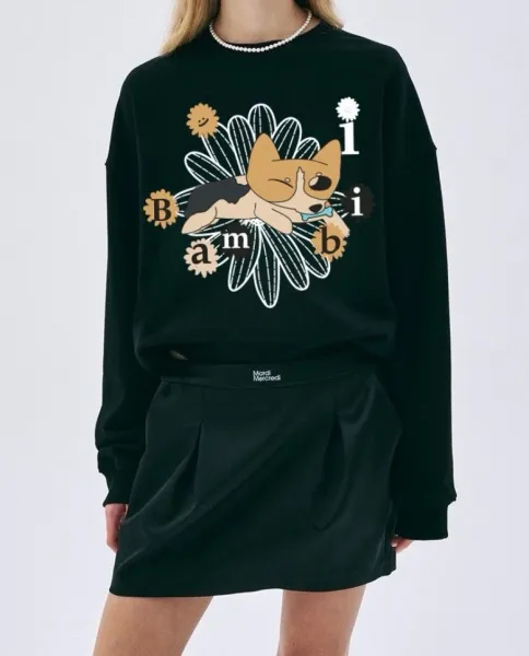 Design Bambi Corgi Graphic Hoodie Black - 12