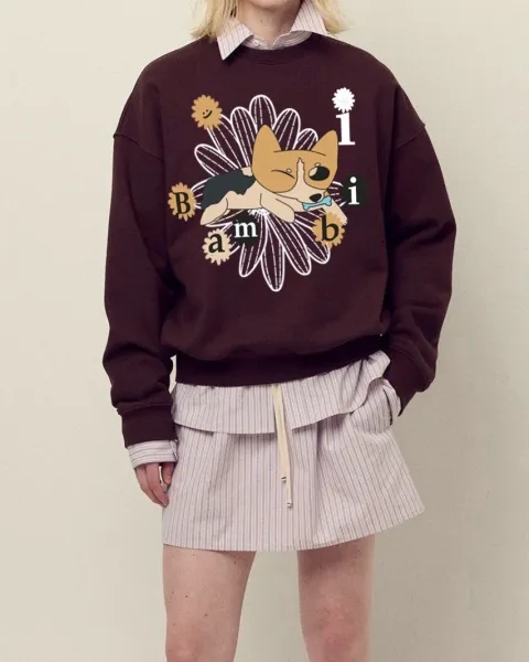Design Bambi Corgi Graphic Hoodie Black - 22