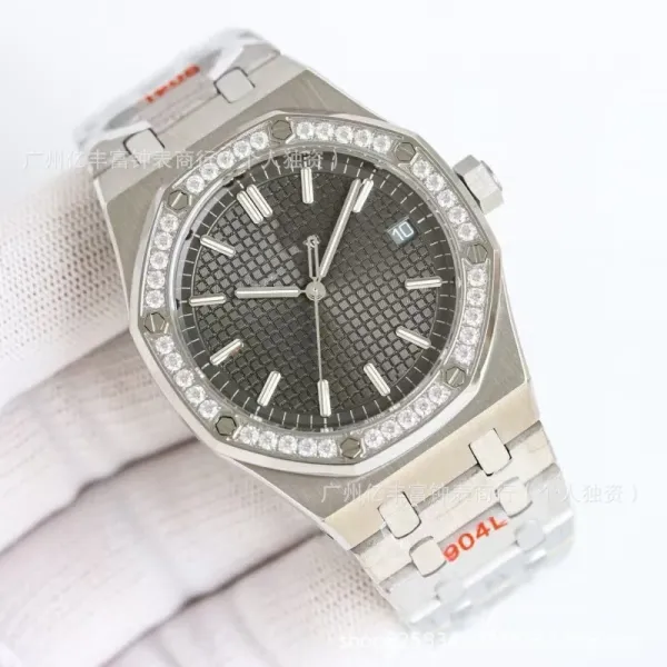 Audemars Piguet Royal Oak 37mm White Dial Diamond Bezel Steel Watch Watches - 9