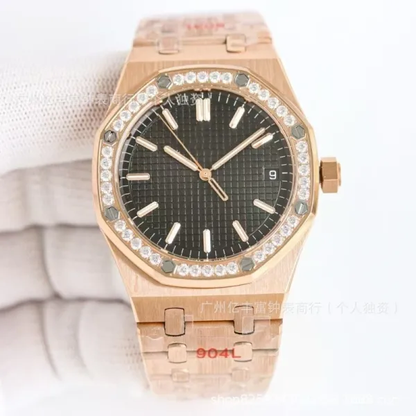 Audemars Piguet Royal Oak 37mm White Dial Diamond Bezel Steel Watch Watches - 19